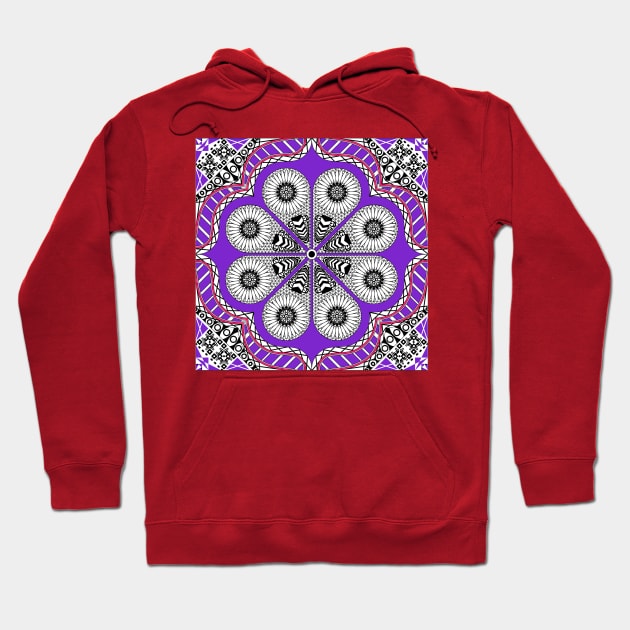 grid circle in ñanduti pattern of paraguay ecopop tribal art Hoodie by jorge_lebeau